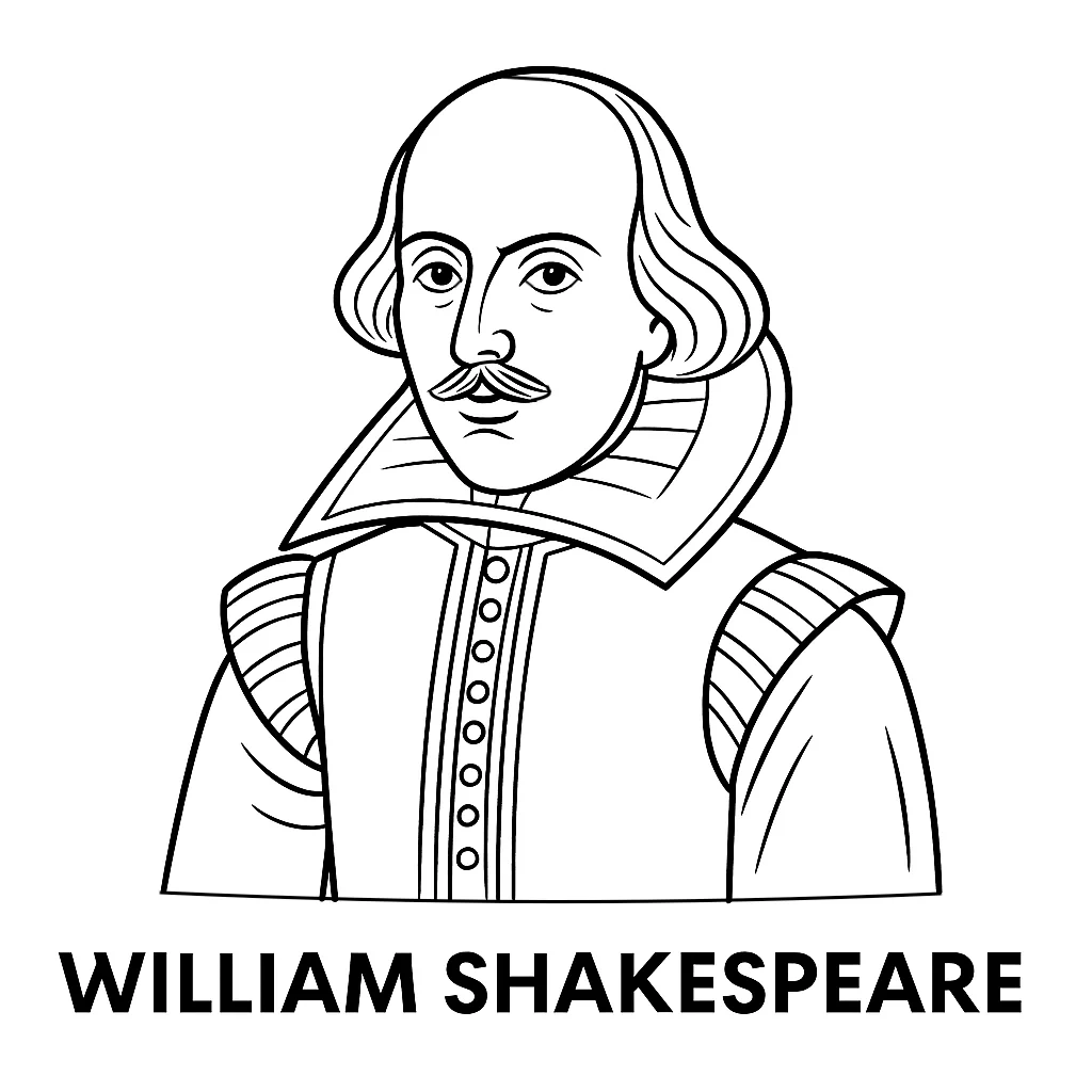 William Shakespeare, דף צביעה להדפסה לילדים