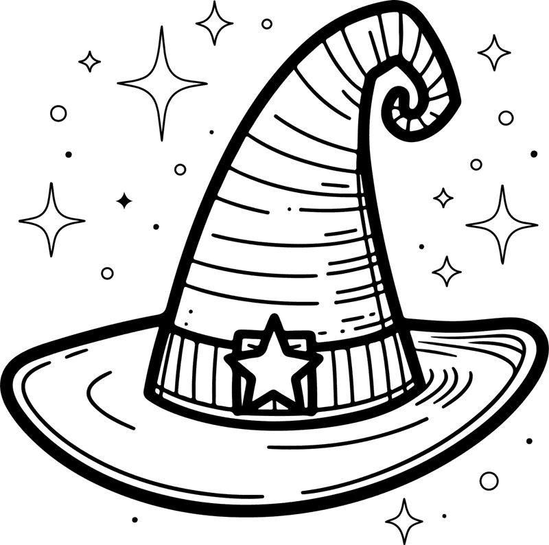 Sombrero de Bruja, página para colorear imprimible para niños