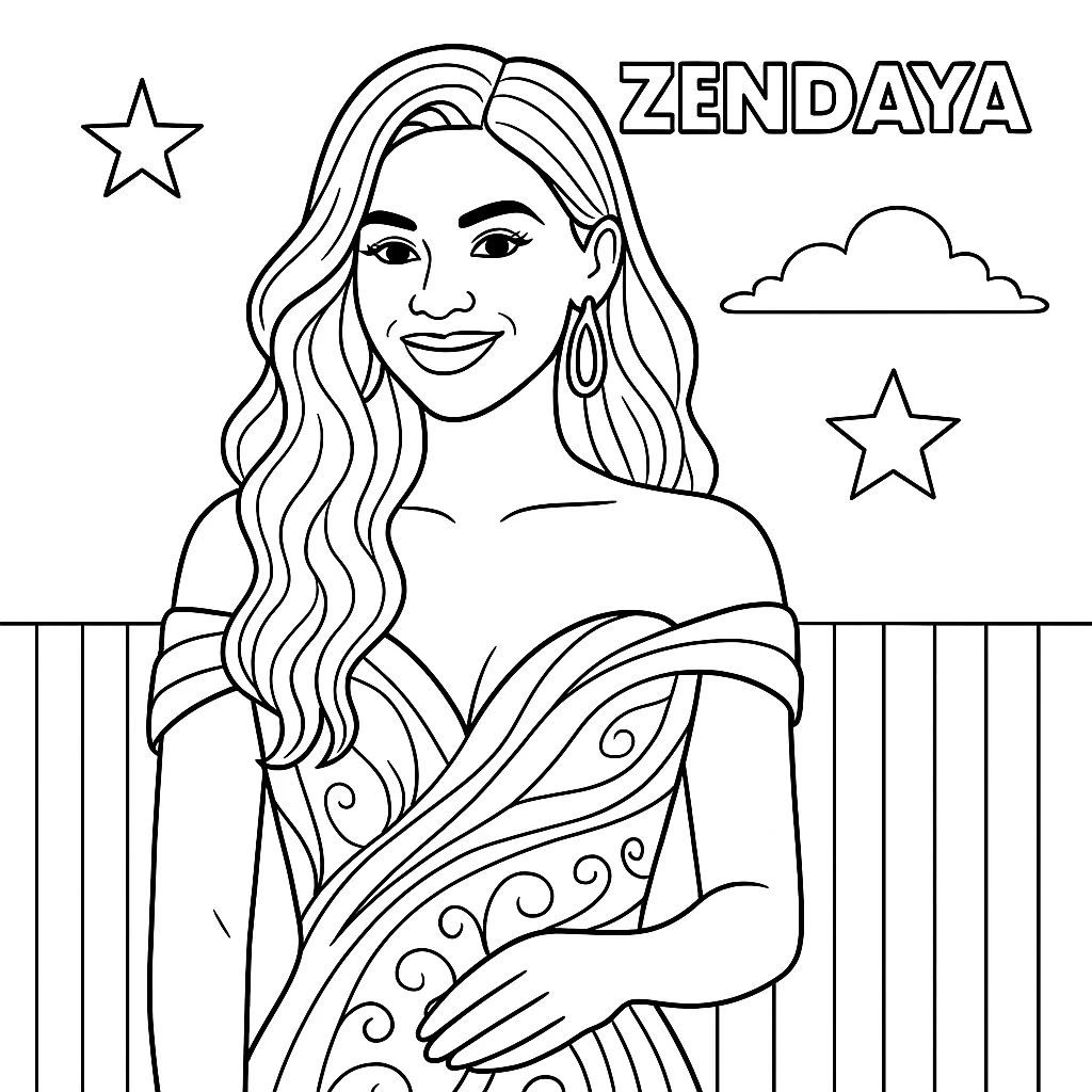 Zendaya, דף צביעה להדפסה לילדים